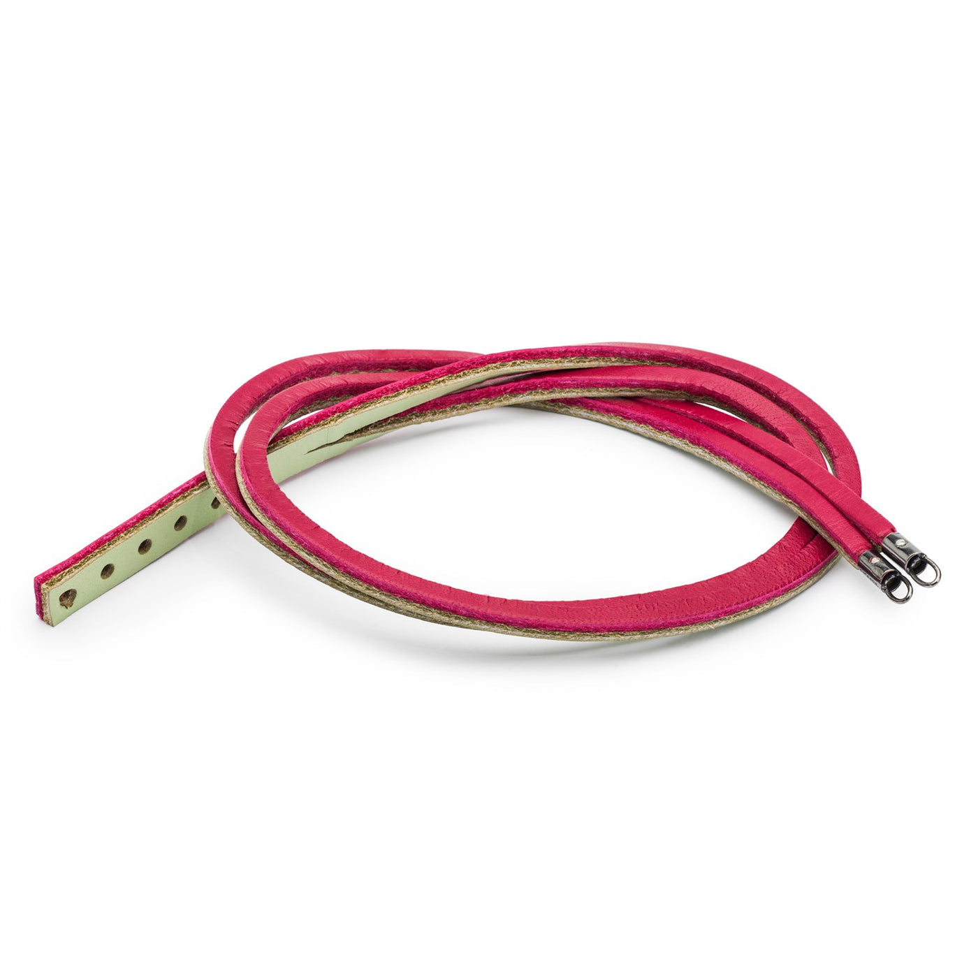 Double Leather Bracelet Cherry/Sage Green