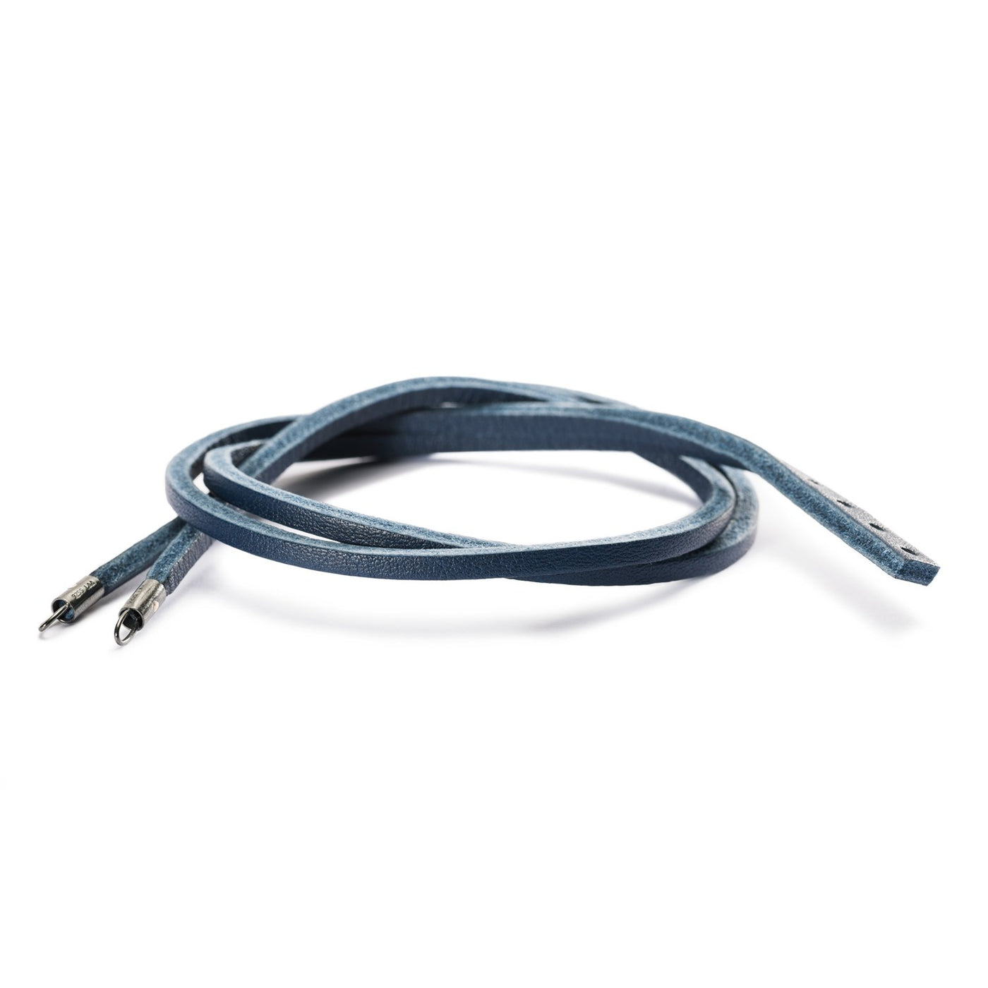 Double Leather Bracelet Blue/Silver TLEBR-00013